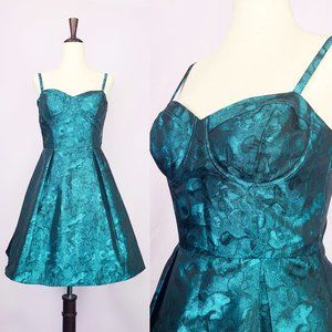 Bloomingdale's AQUA Printed Jacquard Fit and Flare cocktail dress